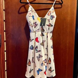 Fashion Nova strap dress, size small, butterfly print, NWT